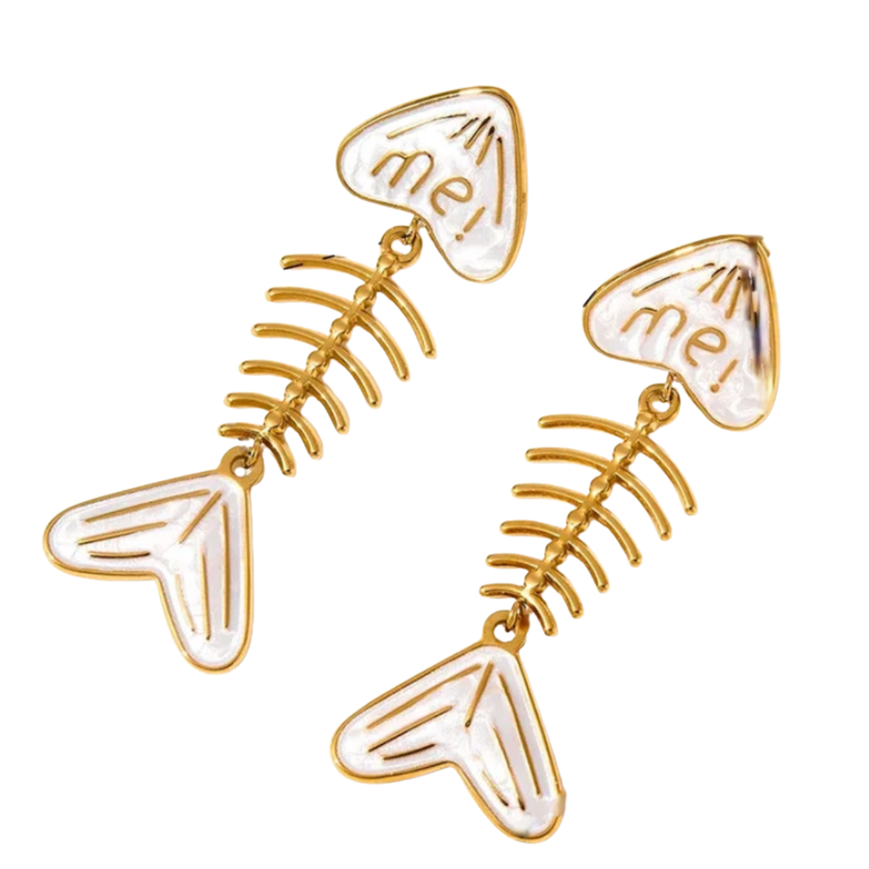 Reef studs white gold plated drop earring