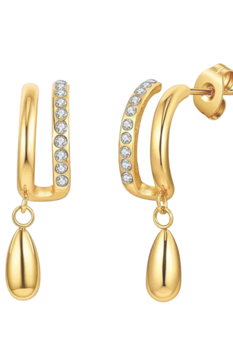 Luna drip gold plated drop earring