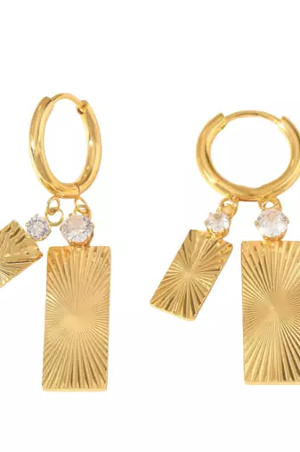 double bolt hoops gold plated drop earring