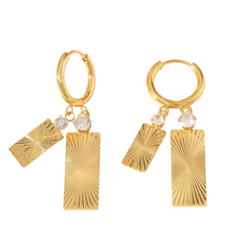 double bolt hoops gold plated drop earring