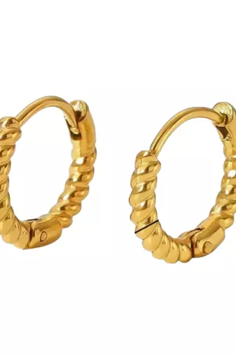 swirl gold plated hoop earring