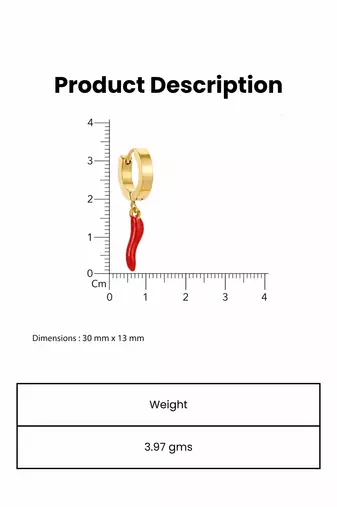 red pepper charm gold plated hoop earrings