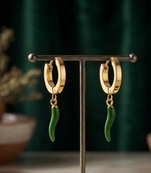 green pepper charm gold plated hoop earring