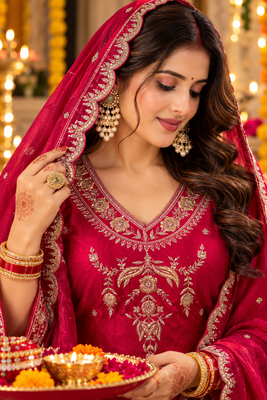 Women's luxury beads & sequin work shimmer silk farshi suit set with dupatta 2