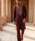 Purple heavy handwork kurta pant