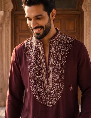 Purple heavy handwork kurta pant 2