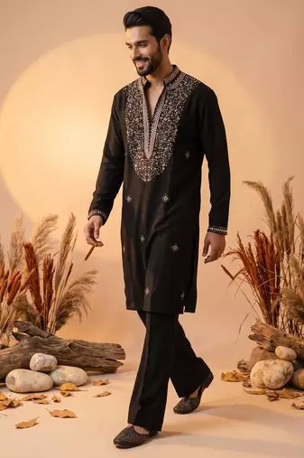 Black heavy handwork kurta pant