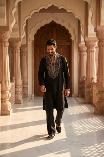 Black heavy handwork kurta pant