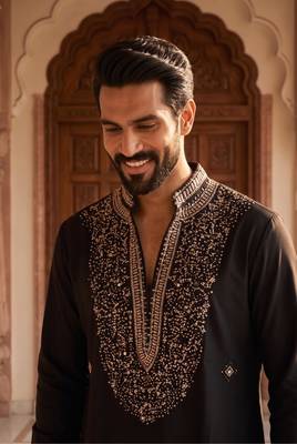 Black heavy handwork kurta pant 3