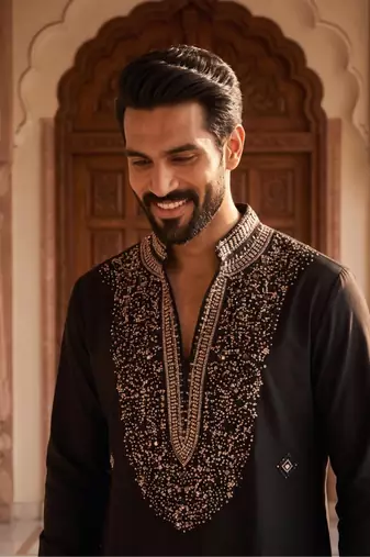 Black heavy handwork kurta pant