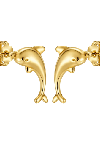 Gold-Plated Dolphin Stud Earrings.