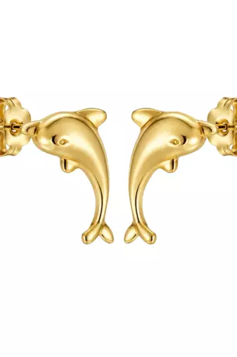 Gold-Plated Dolphin Stud Earrings.