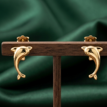 Gold-Plated Dolphin Stud Earrings. 2