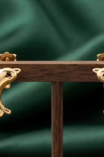 Gold-Plated Dolphin Stud Earrings.