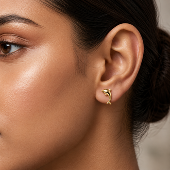 Gold-Plated Dolphin Stud Earrings. 3