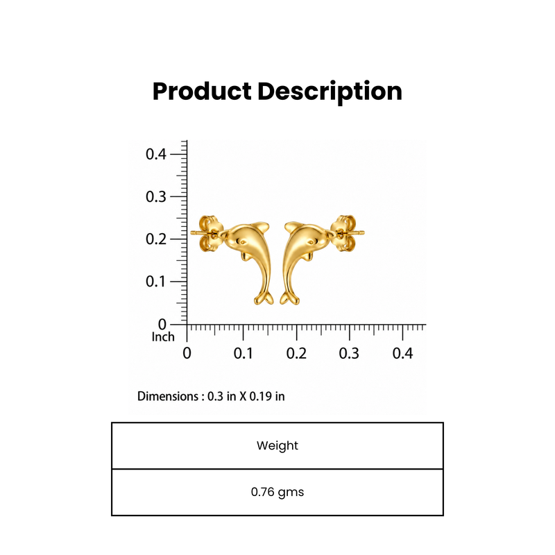 Gold-Plated Dolphin Stud Earrings.