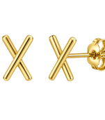 Crossline gold plated stud earring
