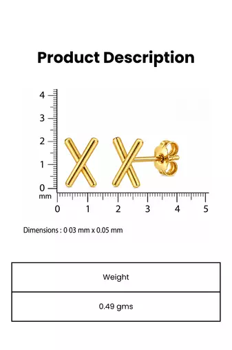 Crossline gold plated stud earring