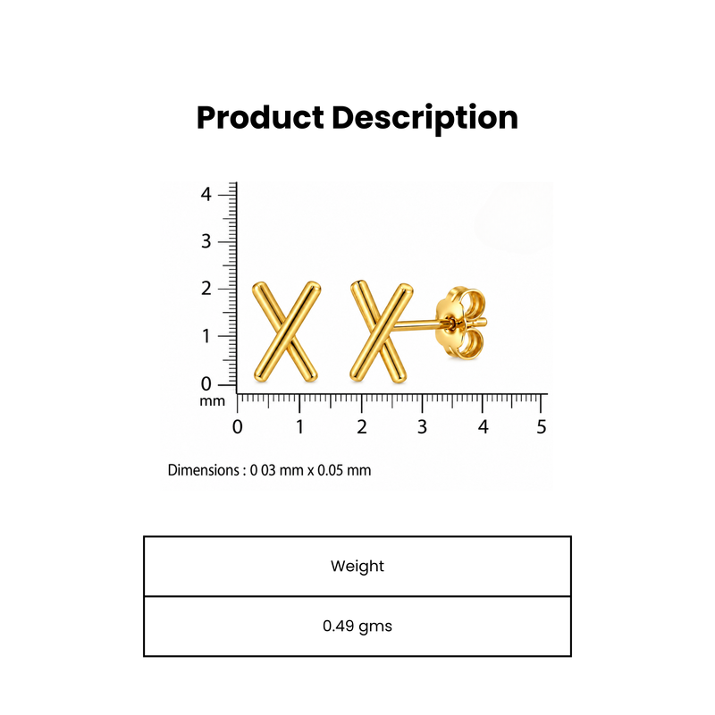 Crossline gold plated stud earring