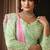 pink soft georegtte dual sequins embroidery pearl detailing digital leheriya print designer saree