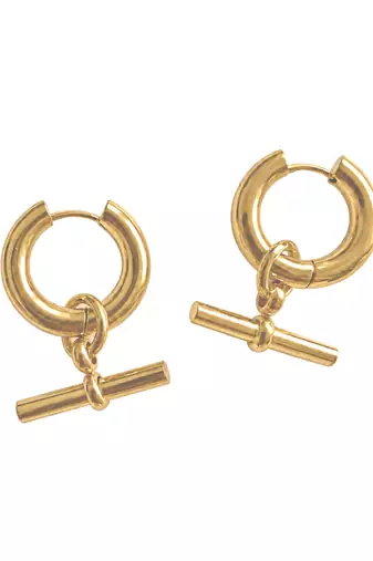 toggle hoop  gold plated hoop earring