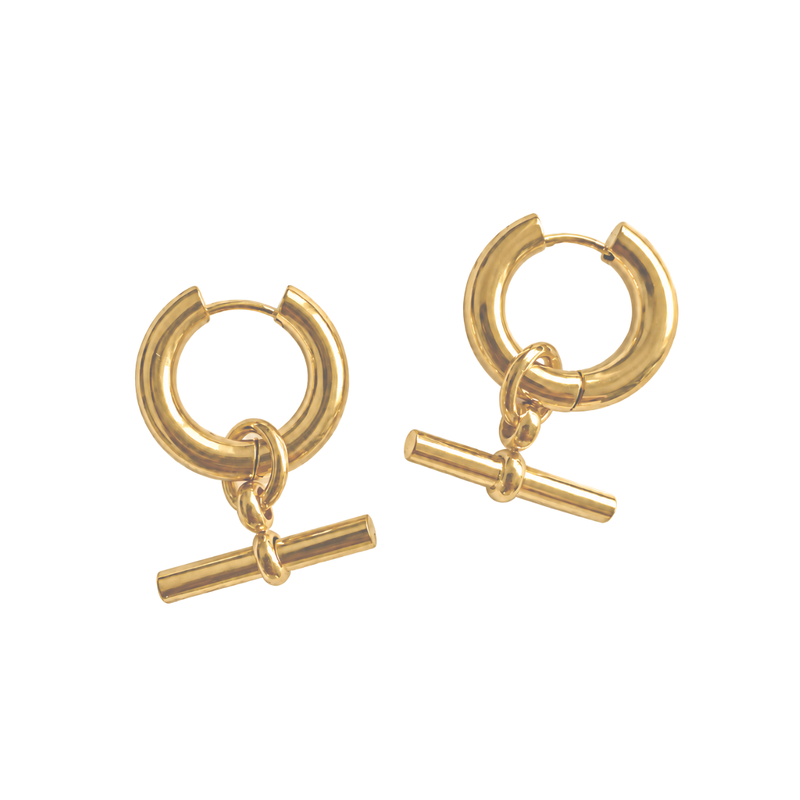 toggle hoop  gold plated hoop earring