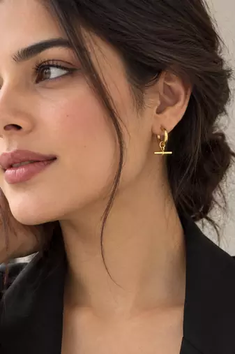 toggle hoop  gold plated hoop earring