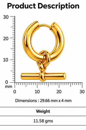 toggle hoop  gold plated hoop earring