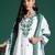 Off white embroidered pure cotton kurta trouser dupatta set