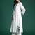 Off white embroidered pure cotton kurta trouser dupatta set