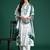 Off white embroidered pure cotton kurta trouser dupatta set
