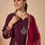 Purple embroidered liva kurta trouser dupatta set