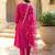 Pink embroidered silk kurta trouser dupatta set