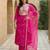 Pink embroidered silk kurta trouser dupatta set