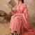 Peach printed pure cotton kurta trouser dupatta set
