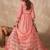 Peach printed pure cotton kurta trouser dupatta set