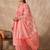Peach printed pure cotton kurta trouser dupatta set