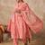 Peach printed pure cotton kurta trouser dupatta set