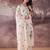 Cream embroidered silk kurta trouser dupatta set