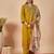 Mustard embroidered viscose rayon kurta trouser dupatta set