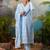 Blue embroidered pure cotton kurta trouser dupatta set