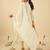 Off white embroidered pure cotton kurta trouser dupatta set