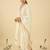 Off white embroidered pure cotton kurta trouser dupatta set