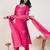 Pink embroidered viscose rayon kurta trouser dupatta set