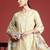Yellow embroidered linen kurta trouser dupatta set