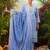 Blue embroidered pure cotton kurta trouser dupatta set