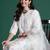 White printed silk kurta trouser dupatta set