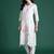 White printed silk kurta trouser dupatta set