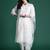 White printed silk kurta trouser dupatta set