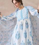 White printed pure cotton kurta trouser dupatta set